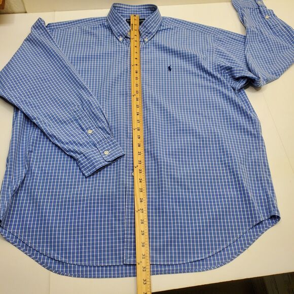 Ralph Lauren Shirt Men's Checkered Blue Size XL Long Sleeve Button Down Blake - Picture 6 of 12